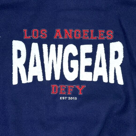 RawGear Embroidered Letterman Jacket Hoodie - Size Small - Navy / White - Picture 4 of 5